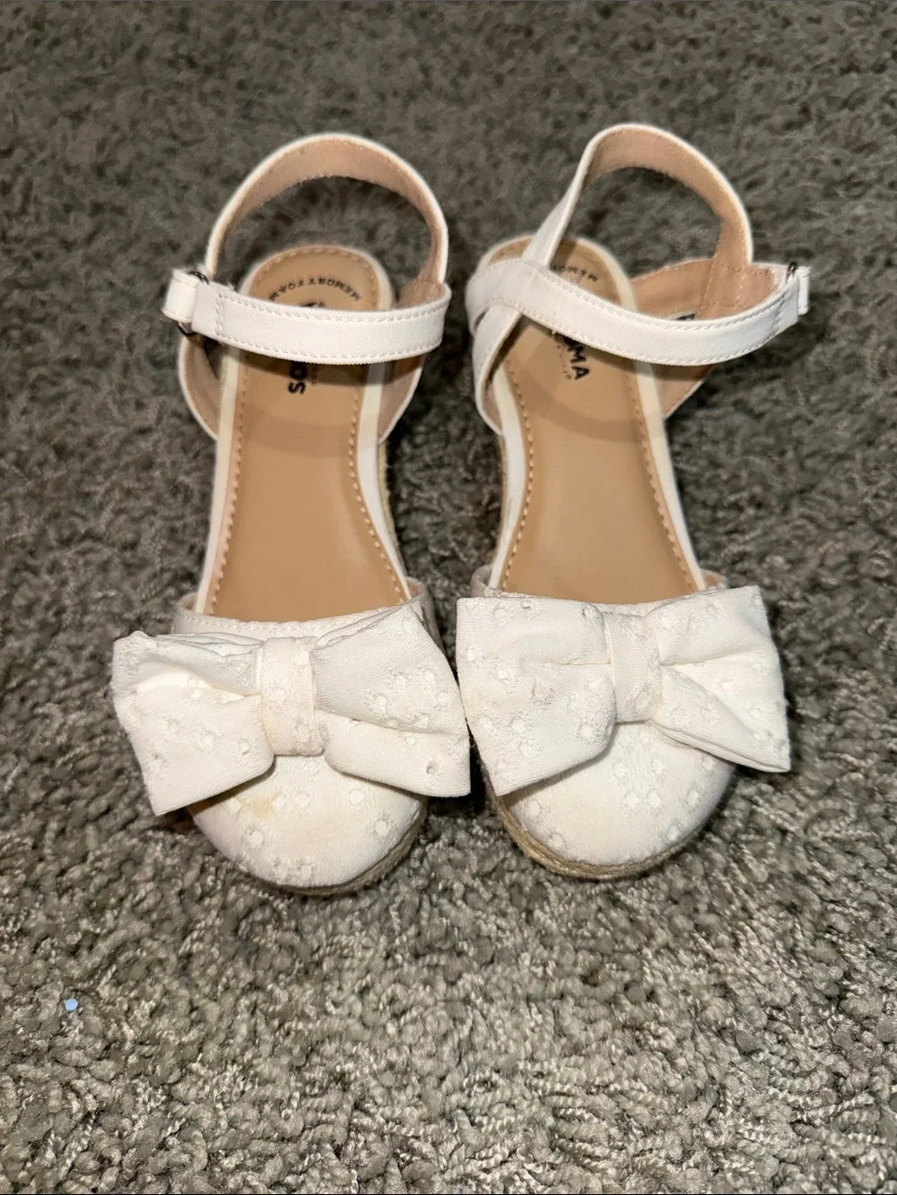 Girls White Bow Espadrille Wedge Sandals Sonoma (13)